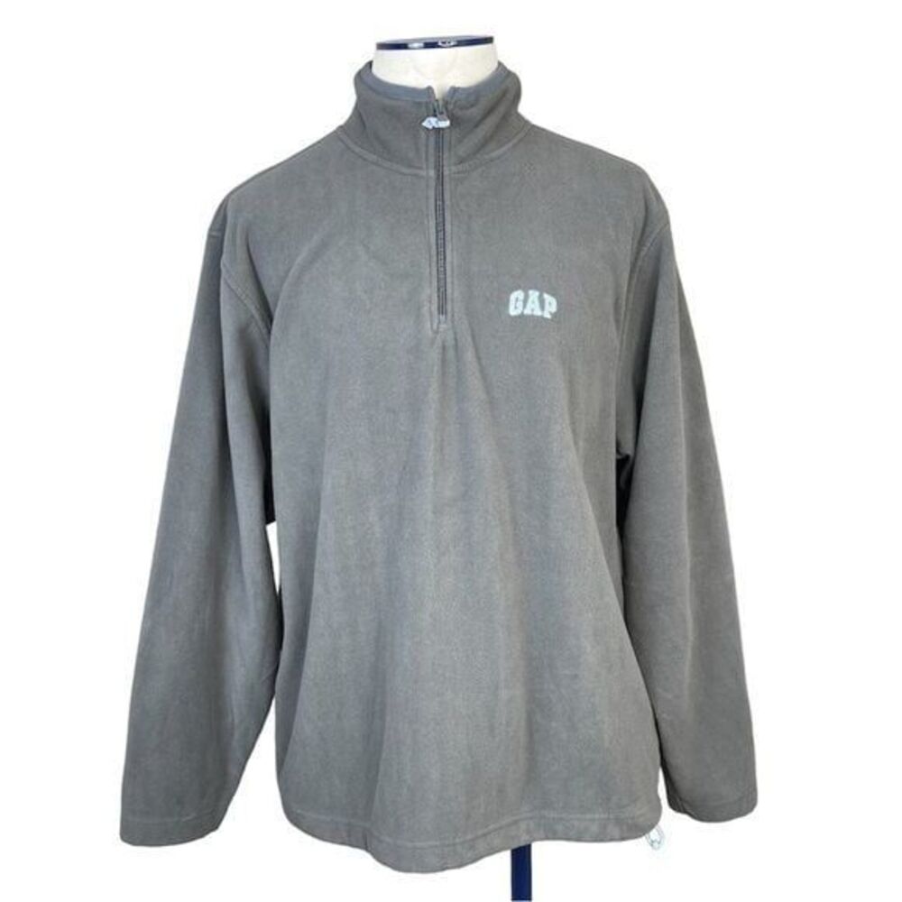 Gap Mens Fleece 1/4 Zip Pullover Size XL High Neck Gray Long Sleeves